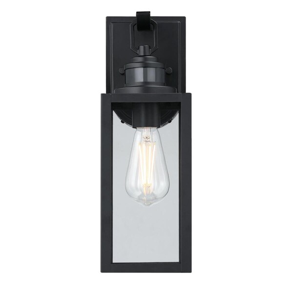 Westinghouse Fixture Wall Outdoor 60W Motion Sensor Victoria, Matte Black Clear Glass 6122600 - main